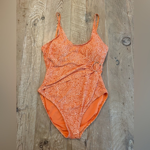 MICHAEL MICHAEL KORS Nectarine One Piece Slimming Crossover swimsuit size 10 EUC - Picture 1 of 6